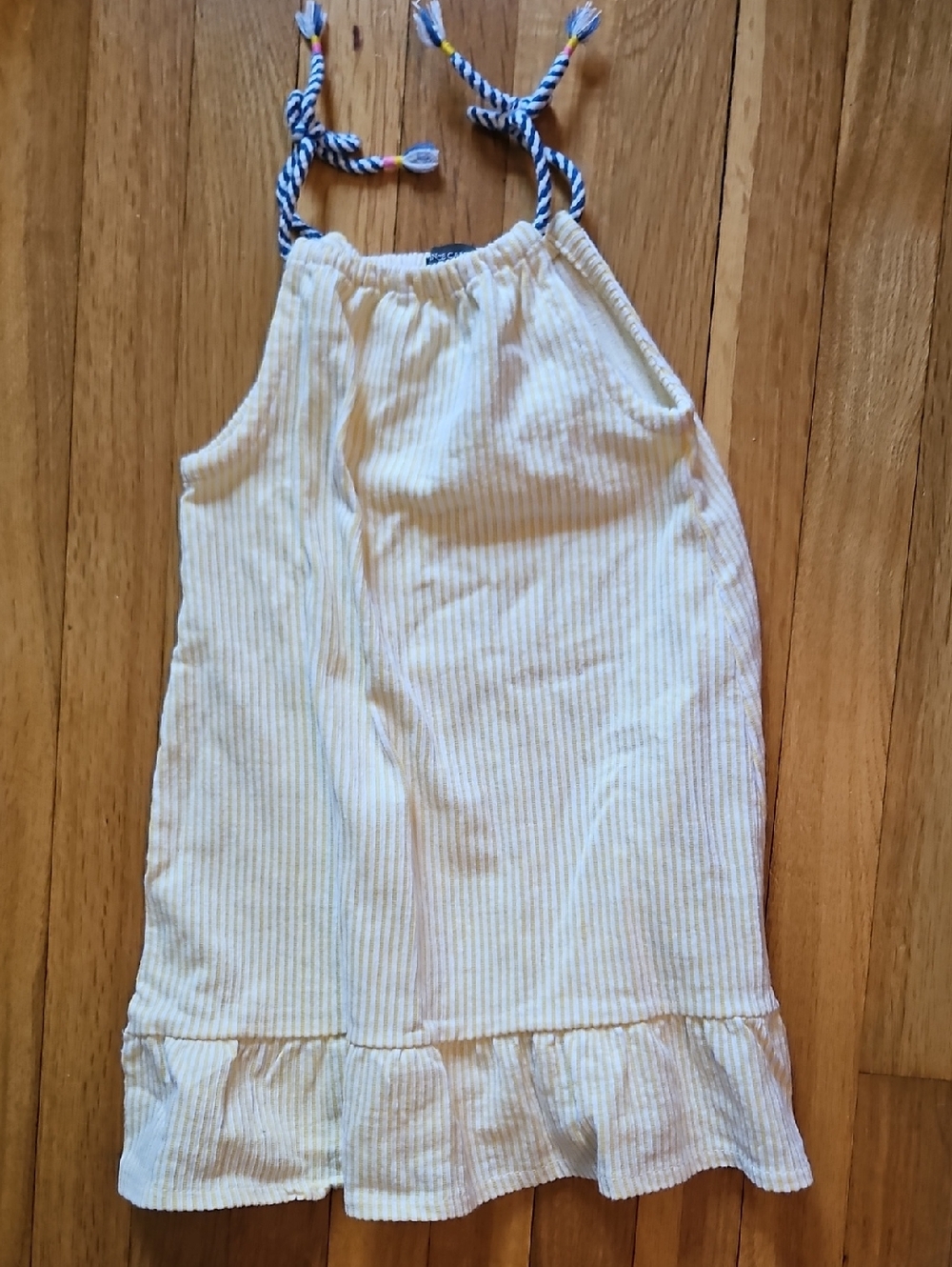 Vince Camuto Cream Ribbed Halter with Navy Braided Straps